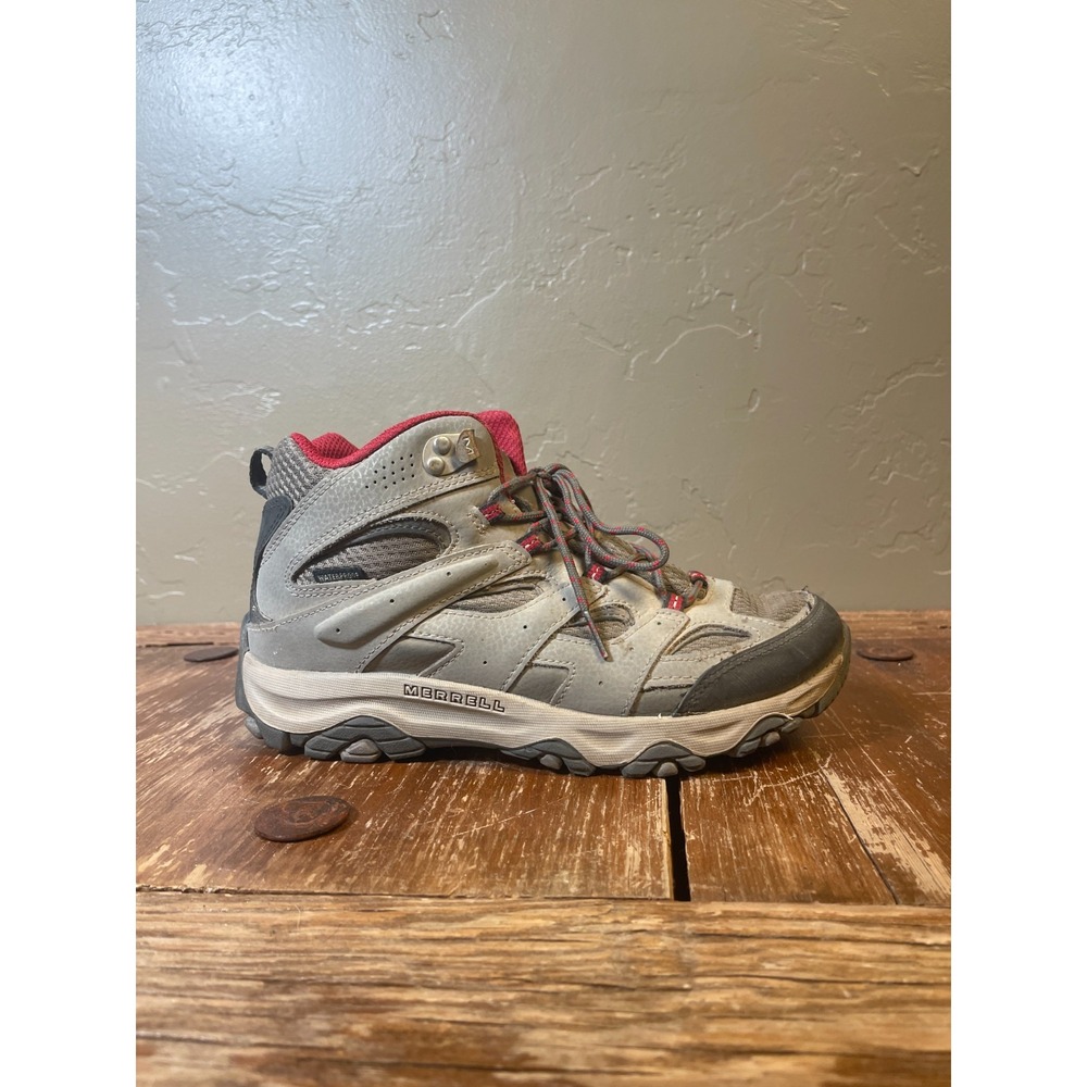 Merrell Moab 3 Mid Hiking Waterproof Boots Boys 6 Tan Trail Cushioned Non Slip
